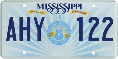 MS license plate AHY122