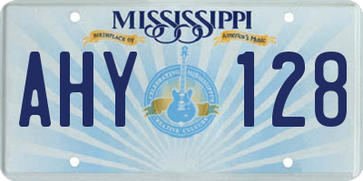 MS license plate AHY128