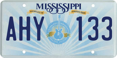 MS license plate AHY133