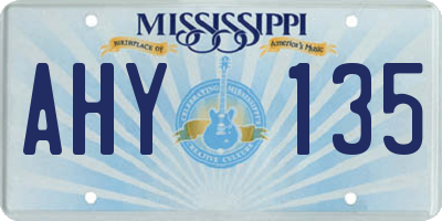 MS license plate AHY135
