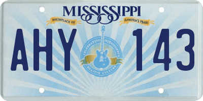 MS license plate AHY143