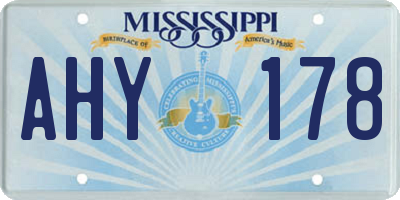 MS license plate AHY178