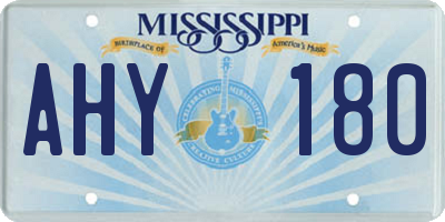 MS license plate AHY180