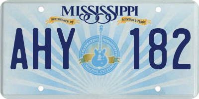 MS license plate AHY182