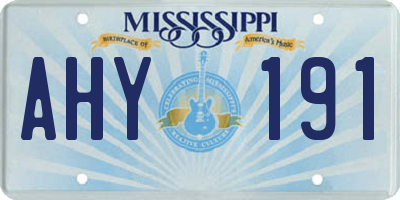 MS license plate AHY191