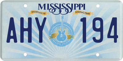 MS license plate AHY194