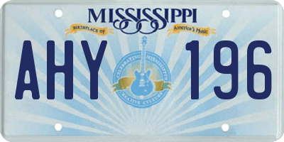 MS license plate AHY196