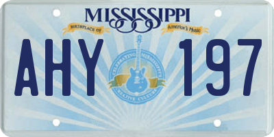 MS license plate AHY197