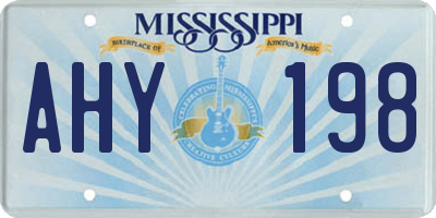 MS license plate AHY198