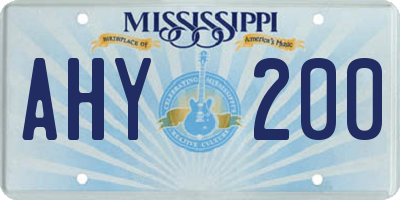 MS license plate AHY200