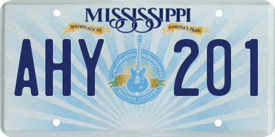 MS license plate AHY201