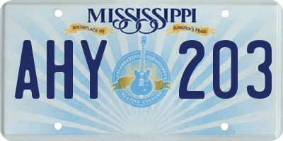 MS license plate AHY203