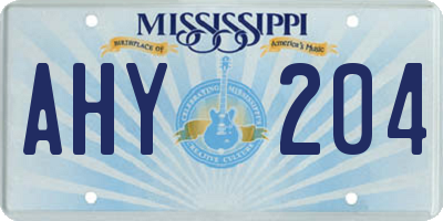 MS license plate AHY204
