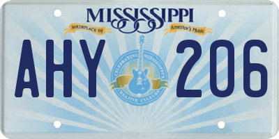 MS license plate AHY206