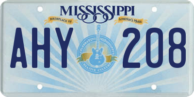 MS license plate AHY208