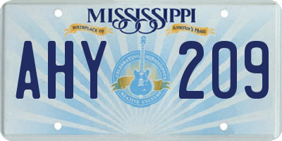MS license plate AHY209