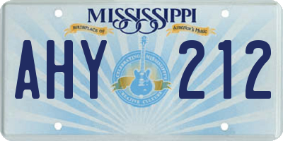 MS license plate AHY212