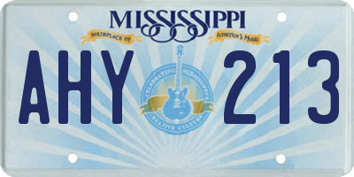 MS license plate AHY213