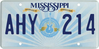 MS license plate AHY214
