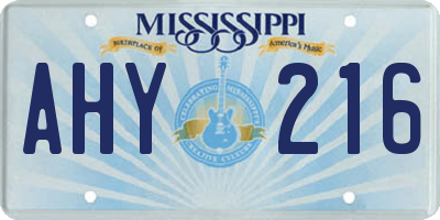 MS license plate AHY216