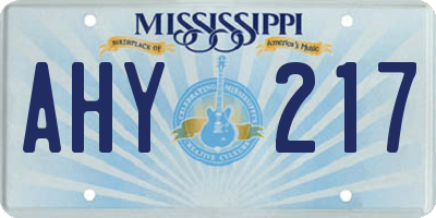 MS license plate AHY217