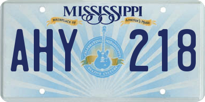 MS license plate AHY218