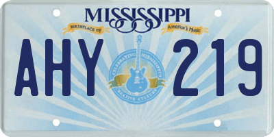 MS license plate AHY219