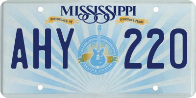 MS license plate AHY220