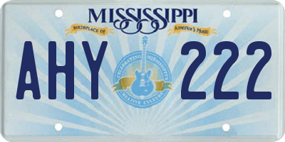 MS license plate AHY222