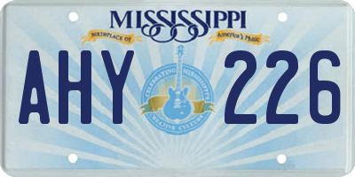MS license plate AHY226