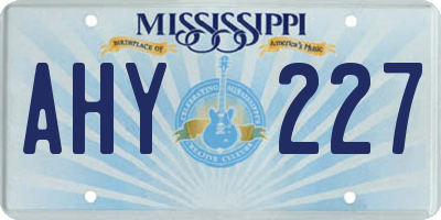MS license plate AHY227