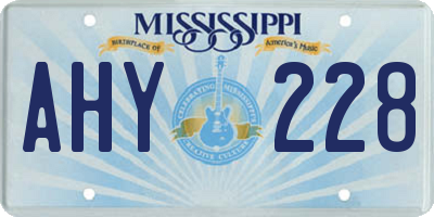 MS license plate AHY228