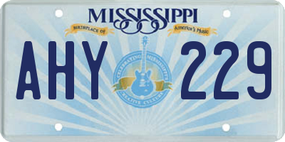 MS license plate AHY229