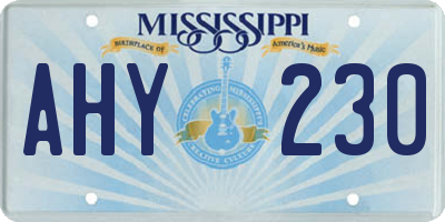 MS license plate AHY230