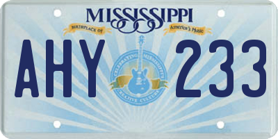 MS license plate AHY233
