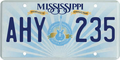MS license plate AHY235