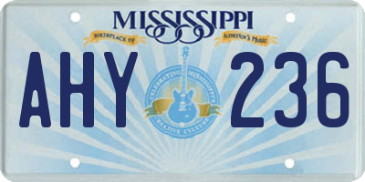 MS license plate AHY236