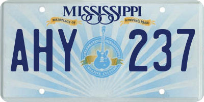 MS license plate AHY237