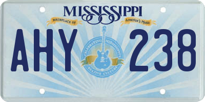 MS license plate AHY238