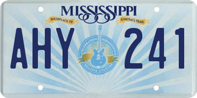 MS license plate AHY241