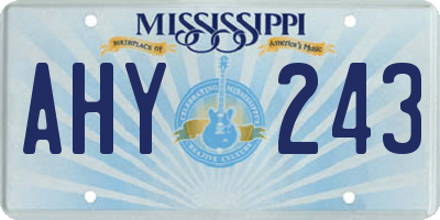 MS license plate AHY243