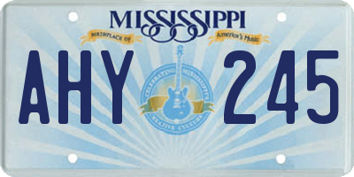 MS license plate AHY245