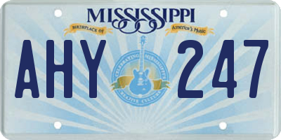MS license plate AHY247