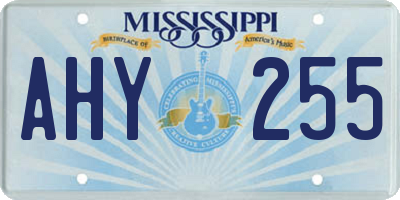 MS license plate AHY255