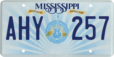 MS license plate AHY257