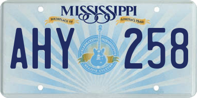 MS license plate AHY258