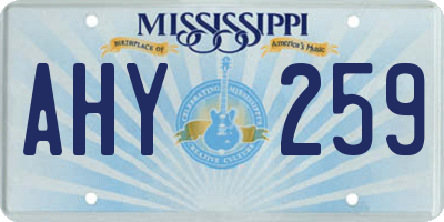 MS license plate AHY259