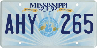 MS license plate AHY265