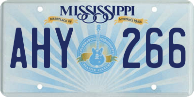MS license plate AHY266