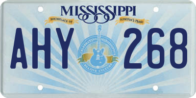 MS license plate AHY268